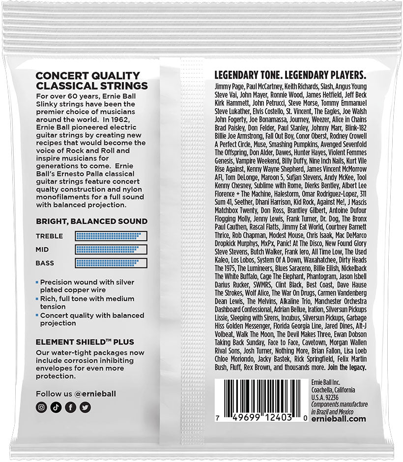 Ernie Ball 2403 Ernesto Palla Classical Guitar Strings - Clear and Silver