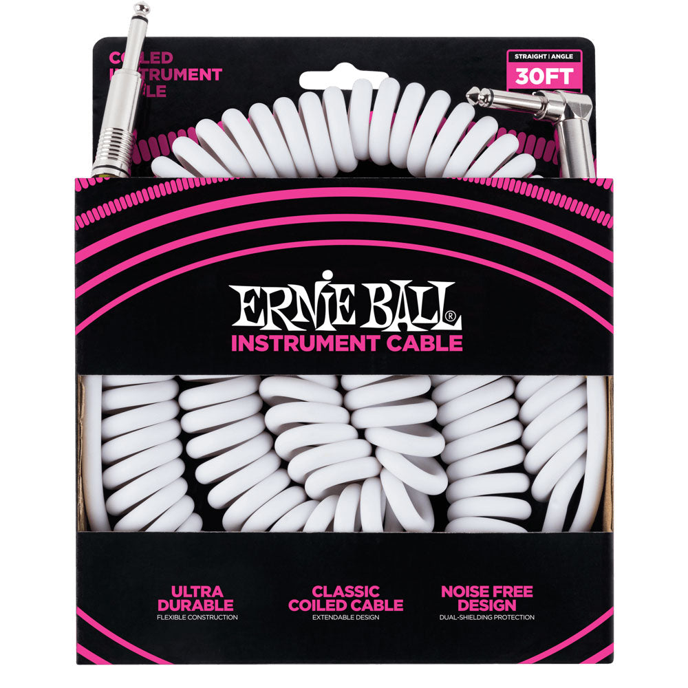 Ernie Ball Coiled Instrument Cable 30FT - White
