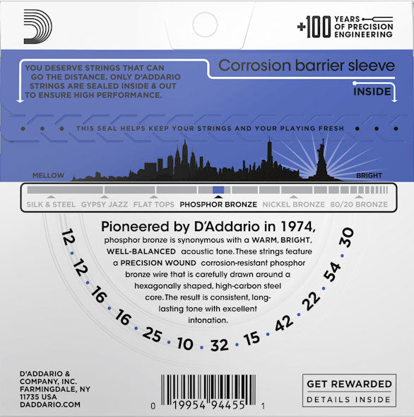 D'Addario EJ37 Medium Top/Heavy Bottom 12-String Acoustic Guitar Strings