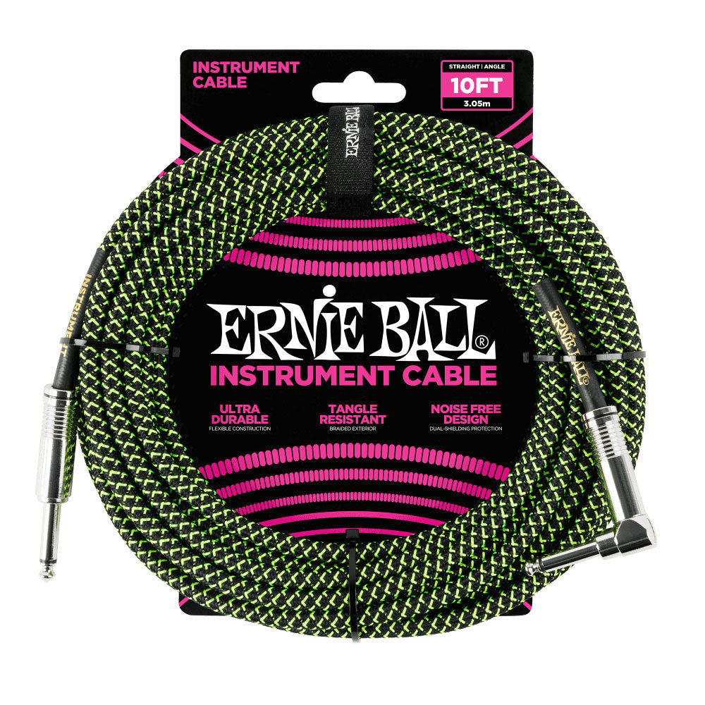 Ernie Ball Braided Instrument Cable 15FT - Black Green