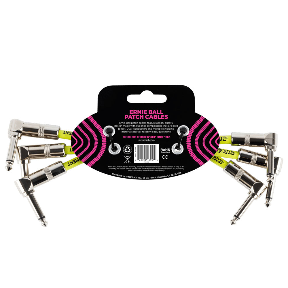 Ernie Ball Classic Patch Cable Angle/Angle 6 Inches - White