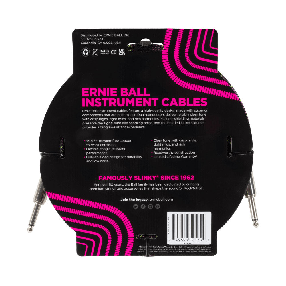 Ernie Ball Braided Instrument Cable 15FT - Purple Python