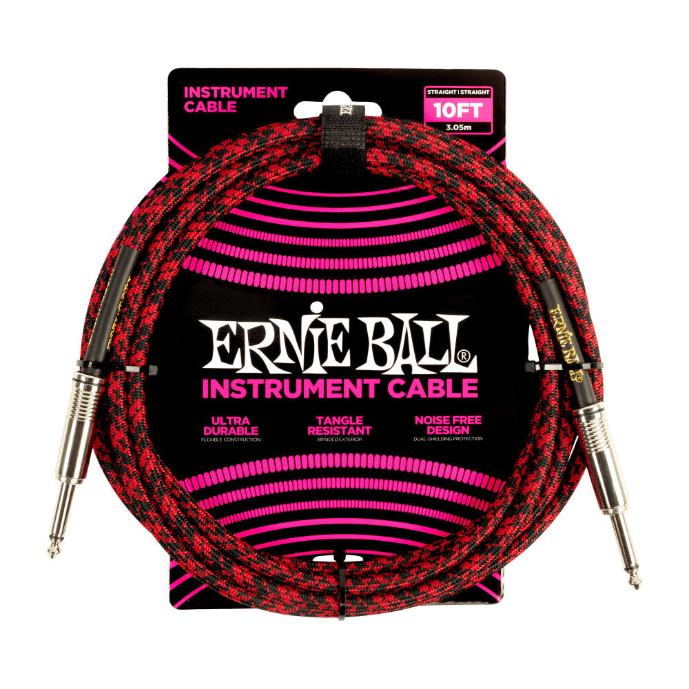 Ernie Ball Braided Instrument Cable 15FT - Red Black