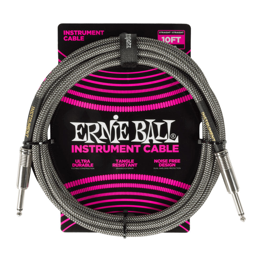 Ernie Ball Braided Instrument Cable 15FT - Silver Fox