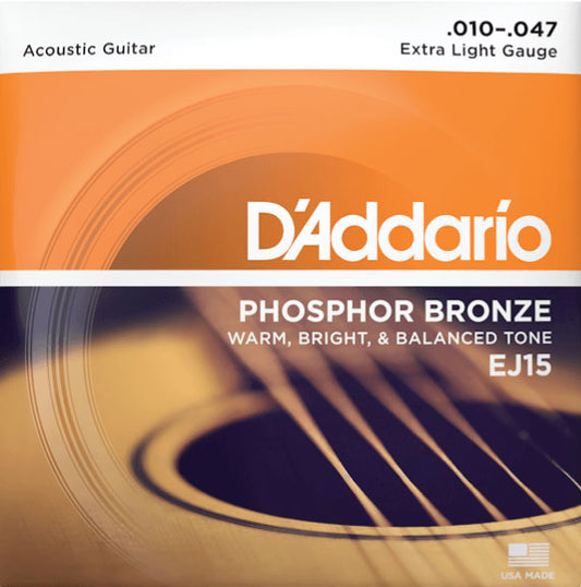 D'Addario EJ15 Extra Light Acoustic Guitar Strings