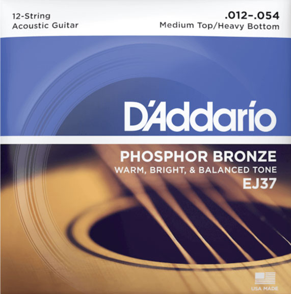 D'Addario EJ37 Medium Top/Heavy Bottom 12-String Acoustic Guitar Strings