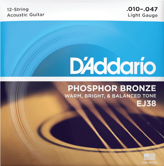D'Addario EJ38 Light 12-String Acoustic Guitar Strings