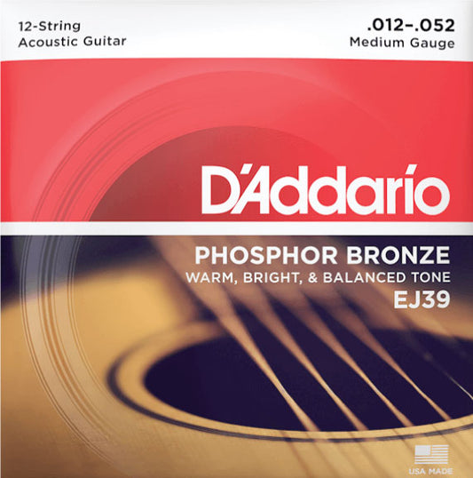 D'Addario EJ39 Medium 12-String Acoustic Guitar Strings