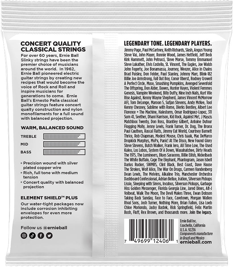 Ernie Ball 2406 Ernesto Palla Classical Guitar Strings - Black and Silver