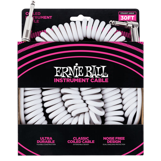 Ernie Ball Coiled Instrument Cable 30FT - White