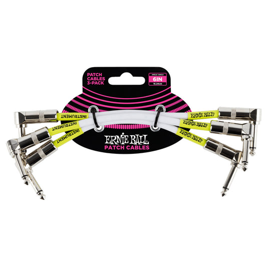 Ernie Ball Classic Patch Cable Angle/Angle 6 Inches - White