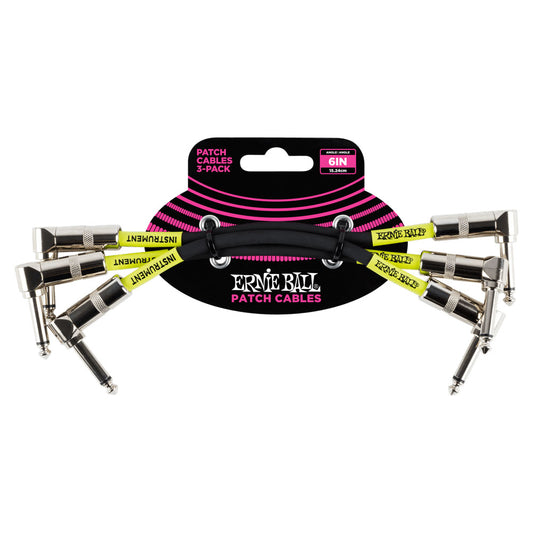 Ernie Ball Classic Patch Cable Angle/Angle 6 Inches - Black