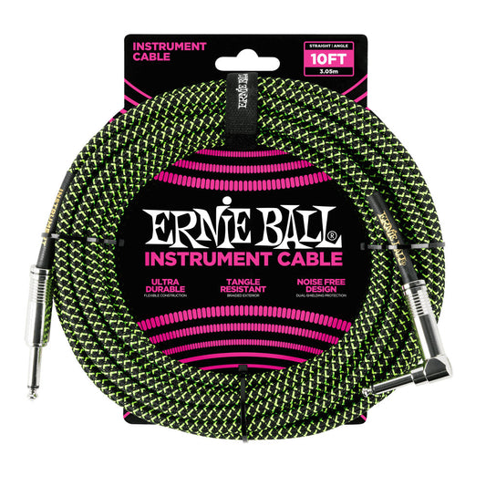 Ernie Ball Braided Instrument Cable 15FT - Black Green