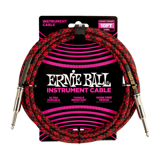 Ernie Ball Braided Instrument Cable 15FT - Red Black