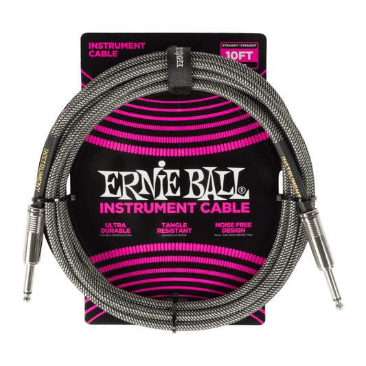 Ernie Ball Braided Instrument Cable 15FT - Silver Fox